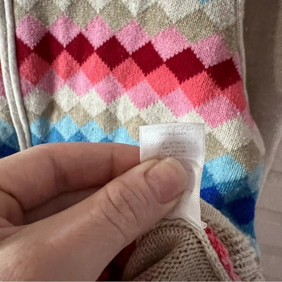 Talbots Colorful Argyle Long Sleeve Zip Up Cardigan Sweater, Women’s Size Large - Picture 6 of 7